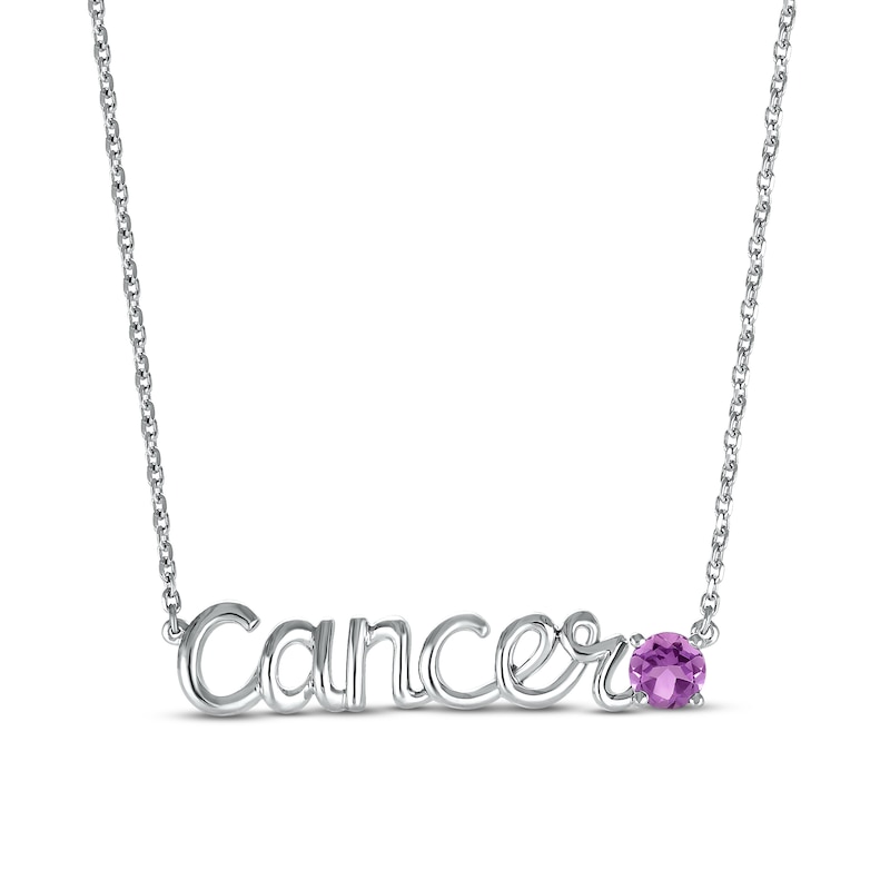 Amethyst Zodiac Cancer Necklace Sterling Silver 18"