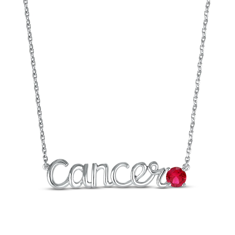 Main Image 1 of Lab-Created Ruby Zodiac Cancer Necklace 10K White Gold 18&quot;