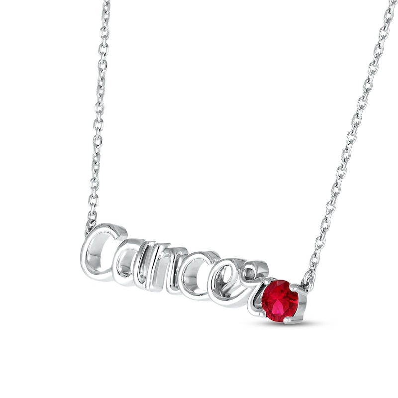 Main Image 2 of Lab-Created Ruby Zodiac Cancer Necklace 10K White Gold 18&quot;