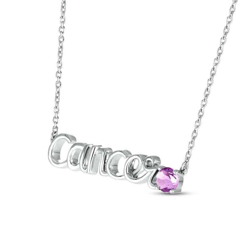 Amethyst Zodiac Cancer Necklace 10K White Gold 18"