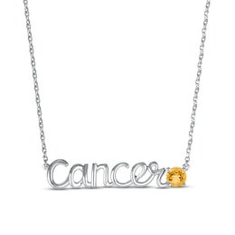 Citrine Zodiac Cancer Necklace 10K White Gold 18"
