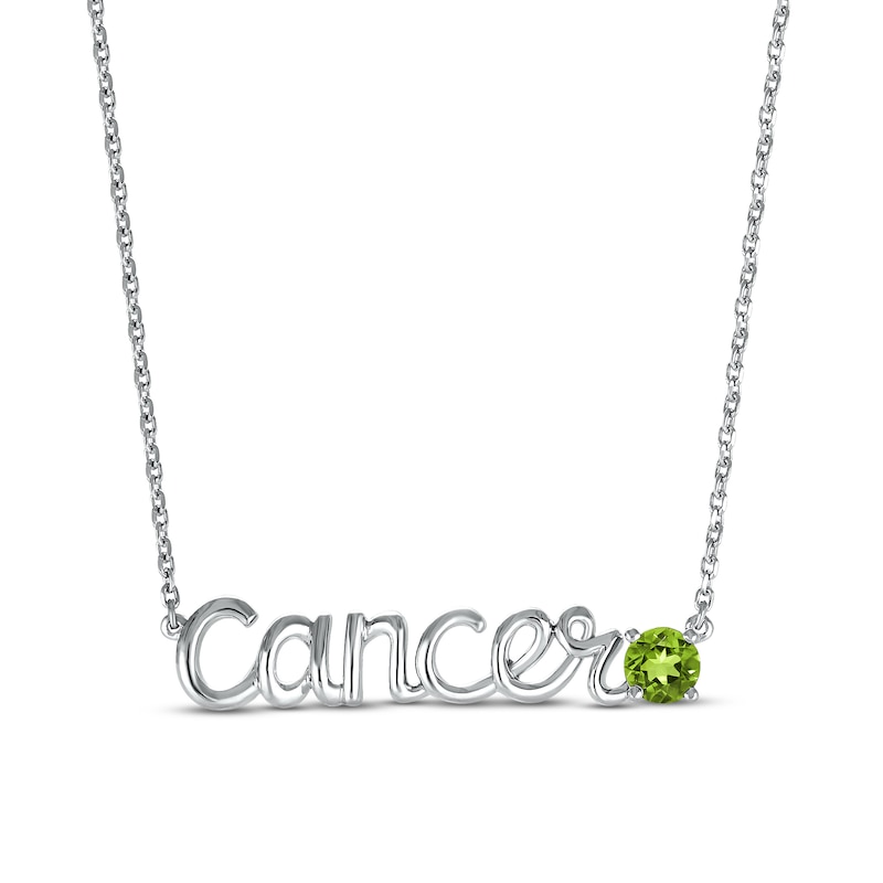 Peridot Zodiac Cancer Necklace 10K White Gold 18"