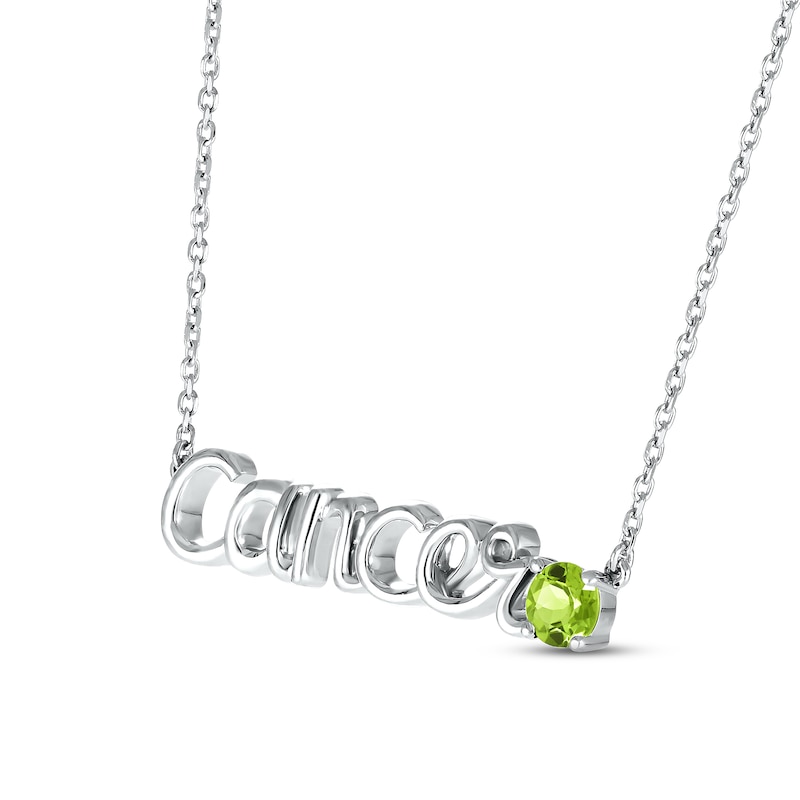 Peridot Zodiac Cancer Necklace 10K White Gold 18"