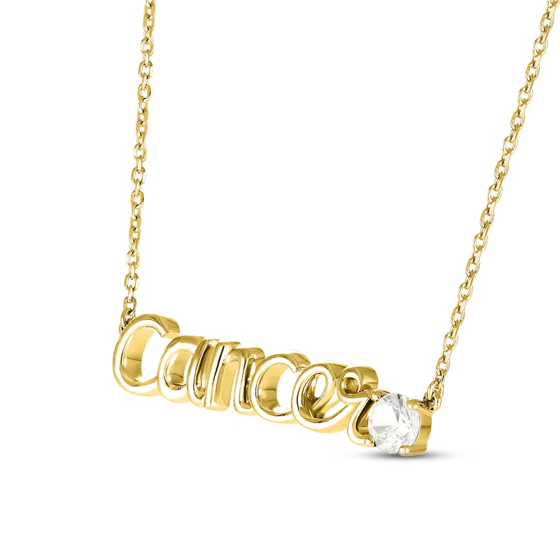 Main Image 2 of White Lab-Created Sapphire Zodiac Cancer Necklace 10K Yellow Gold 18"