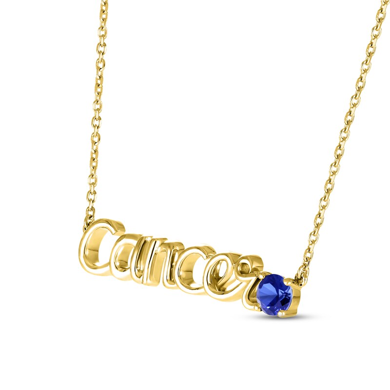 Main Image 2 of Blue Lab-Created Sapphire Zodiac Cancer Necklace 10K Yellow Gold 18&quot;