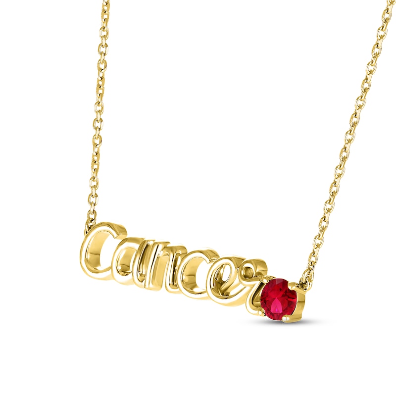 Lab-Created Ruby Zodiac Cancer Necklace 10K Yellow Gold 18"