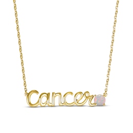 Lab-Created Opal Zodiac Cancer Necklace 10K Yellow Gold 18"