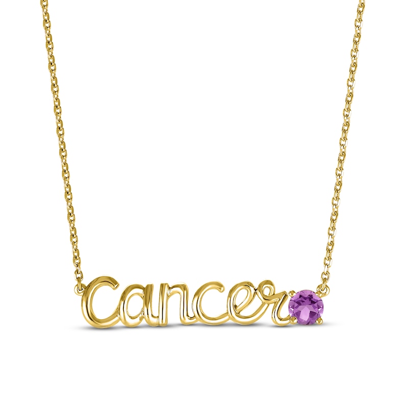 Main Image 1 of Amethyst Zodiac Cancer Necklace 10K Yellow Gold 18&quot;