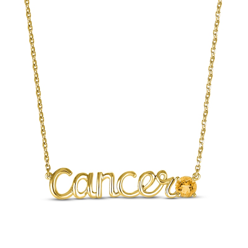 Citrine Zodiac Cancer Necklace 10K Yellow Gold 18"
