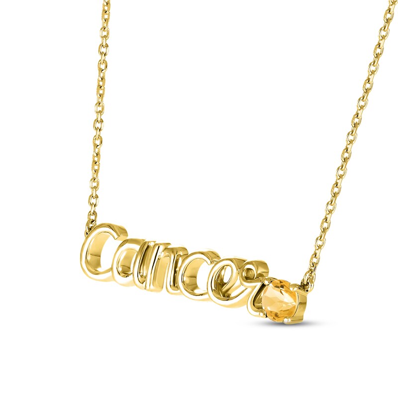 Citrine Zodiac Cancer Necklace 10K Yellow Gold 18"