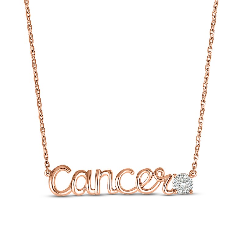 Main Image 1 of White Lab-Created Sapphire Zodiac Cancer Necklace 10K Rose Gold 18&quot;