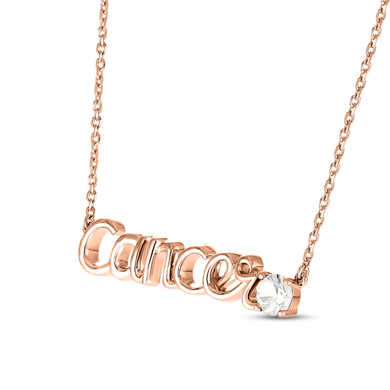 Main Image 2 of White Lab-Created Sapphire Zodiac Cancer Necklace 10K Rose Gold 18&quot;