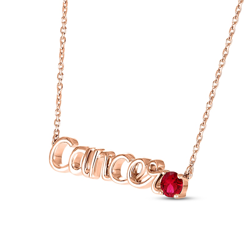 Lab-Created Ruby Zodiac Cancer Necklace 10K Rose Gold 18"