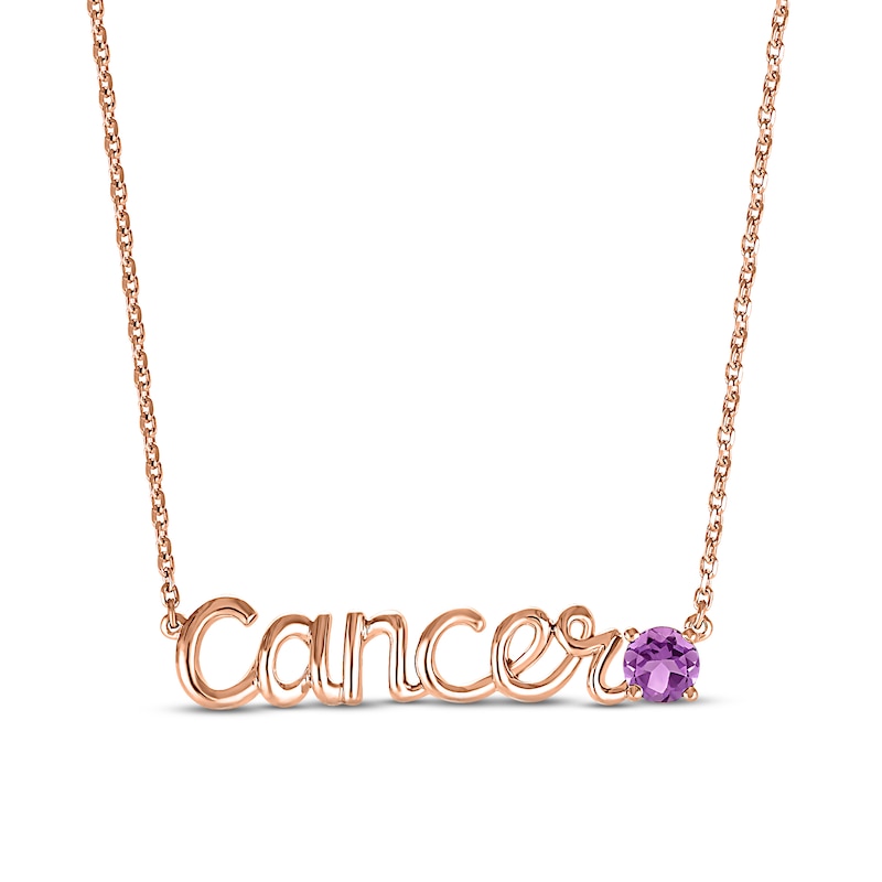 Main Image 1 of Amethyst Zodiac Cancer Necklace 10K Rose Gold 18"