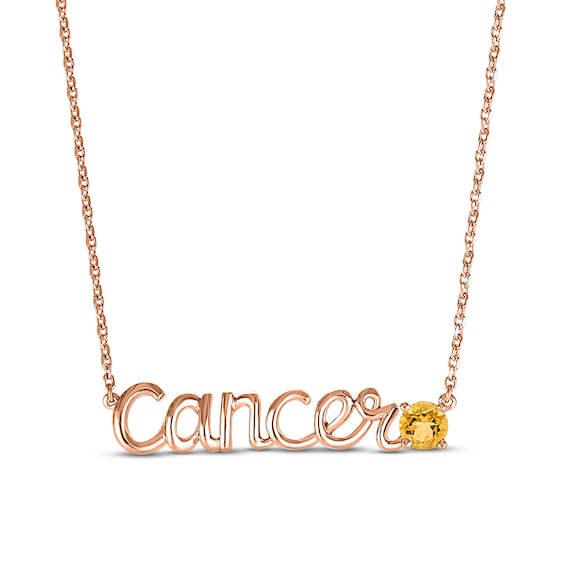 Citrine Zodiac Cancer Necklace 10K Rose Gold 18"