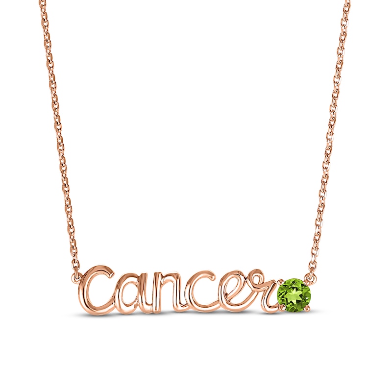 Main Image 1 of Peridot Zodiac Cancer Necklace 10K Rose Gold 18&quot;