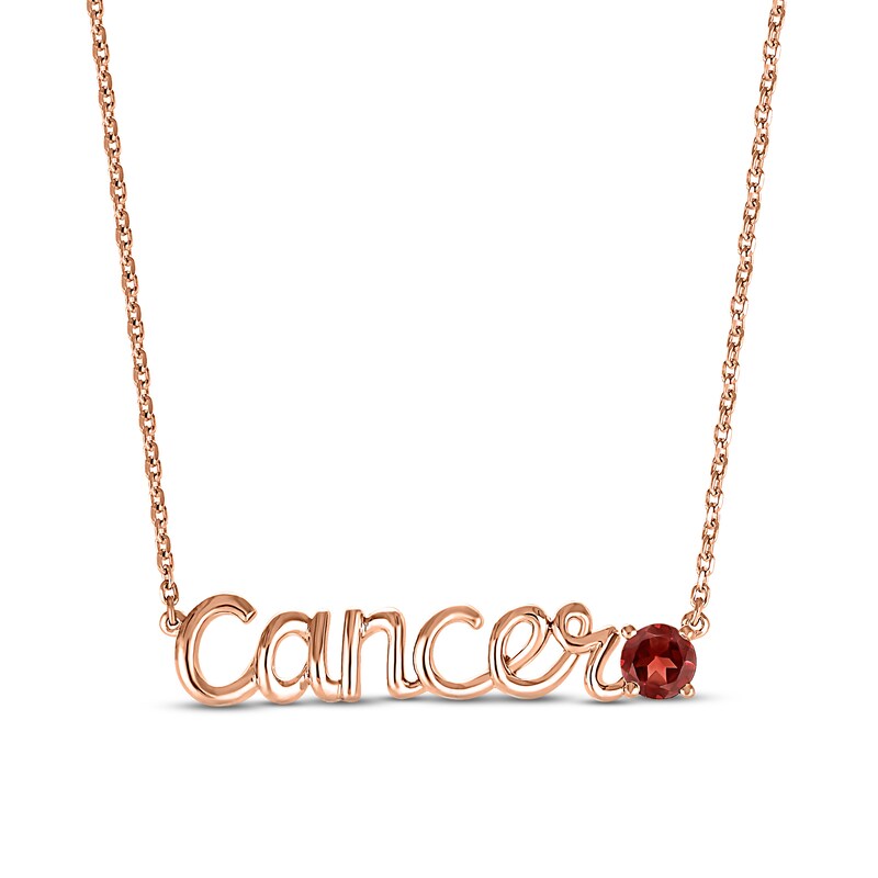 Main Image 1 of Garnet Zodiac Cancer Necklace 10K Rose Gold 18&quot;