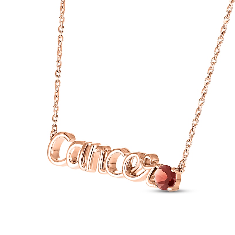 Garnet Zodiac Cancer Necklace 10K Rose Gold 18"