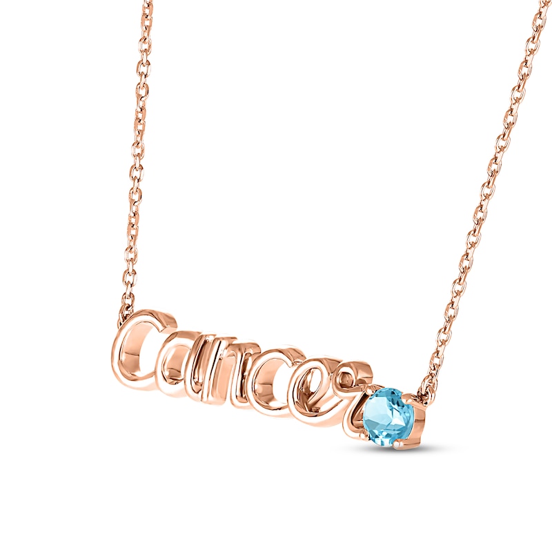 Swiss Blue Topaz Zodiac Cancer Necklace 10K Rose Gold 18"