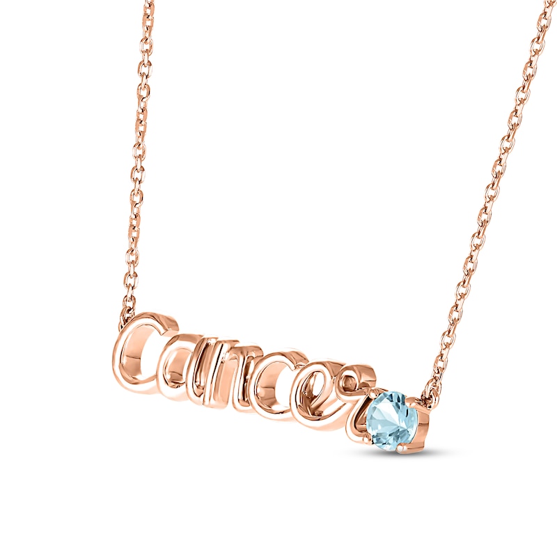 Main Image 2 of Aquamarine Zodiac Cancer Necklace 10K Rose Gold 18&quot;