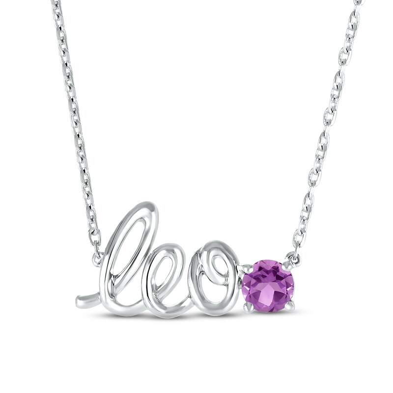 Main Image 1 of Amethyst Zodiac Leo Necklace Sterling Silver 18&quot;