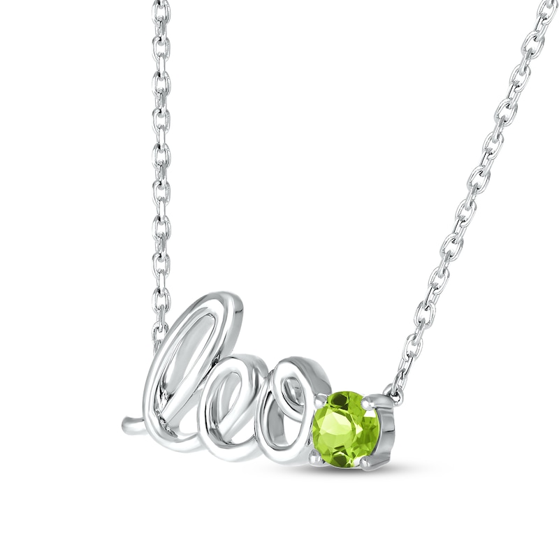 Peridot Zodiac Leo Necklace Sterling Silver 18"