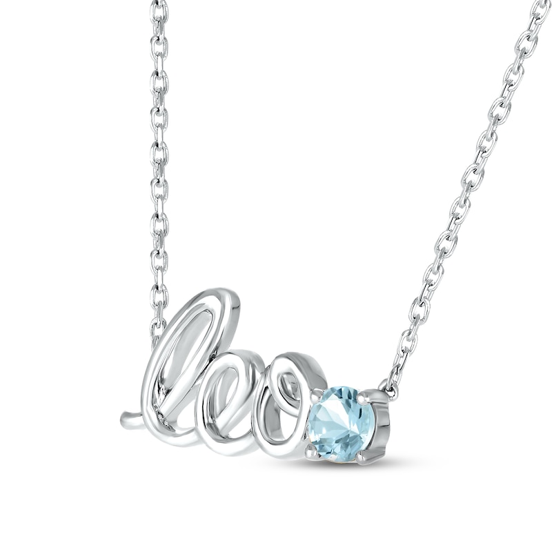 Aquamarine Zodiac Leo Necklace Sterling Silver 18"