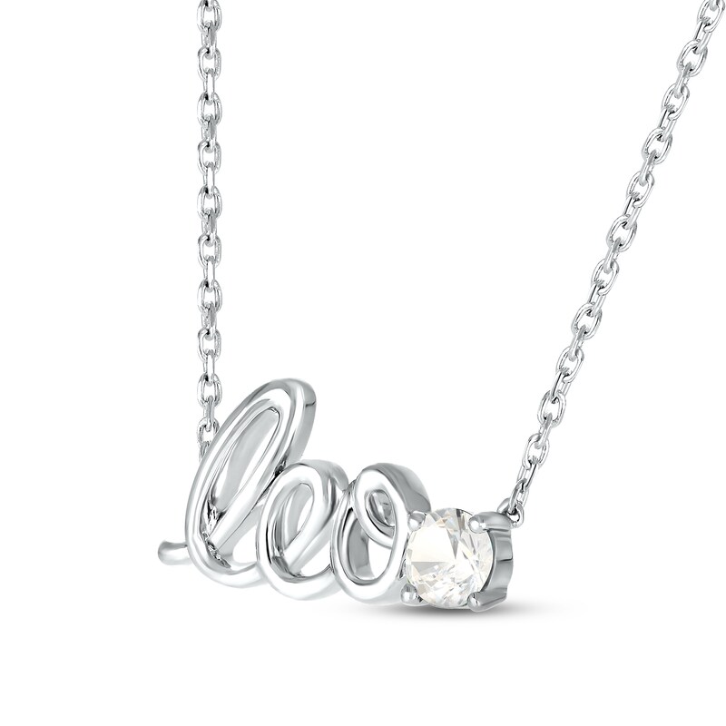 White Lab-Created Sapphire Zodiac Leo Necklace 10K White Gold 18"