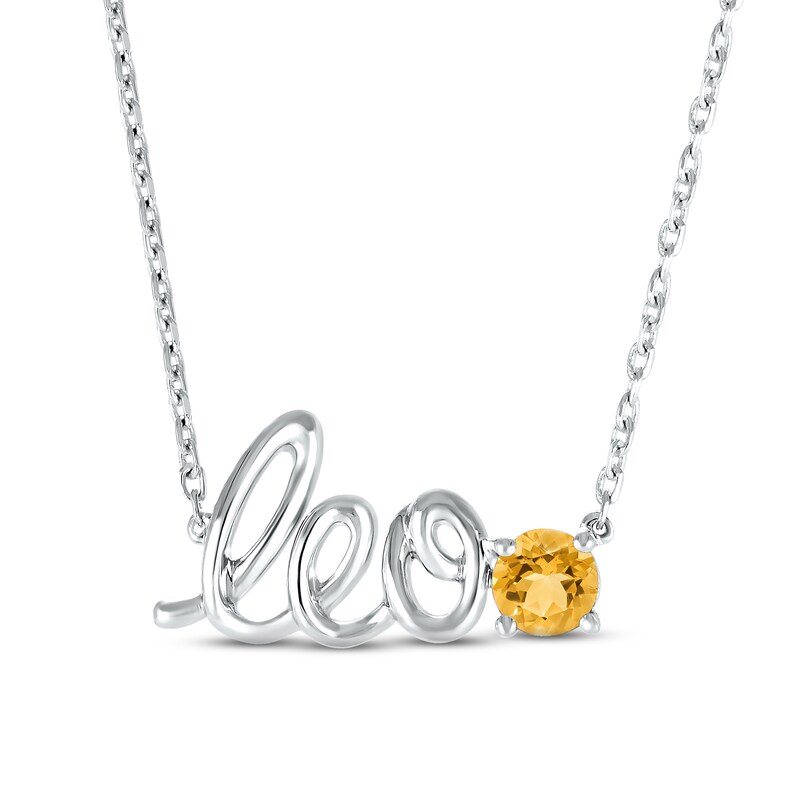 Main Image 1 of Citrine Zodiac Leo Necklace 10K White Gold 18&quot;