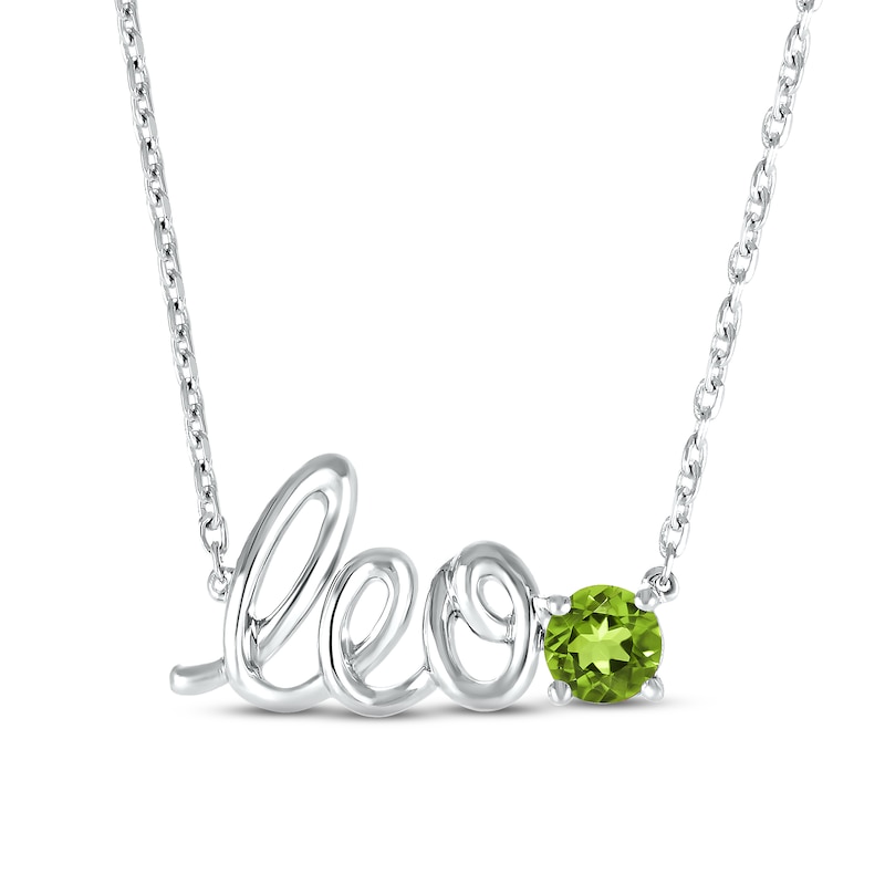 Main Image 1 of Peridot Zodiac Leo Necklace 10K White Gold 18&quot;