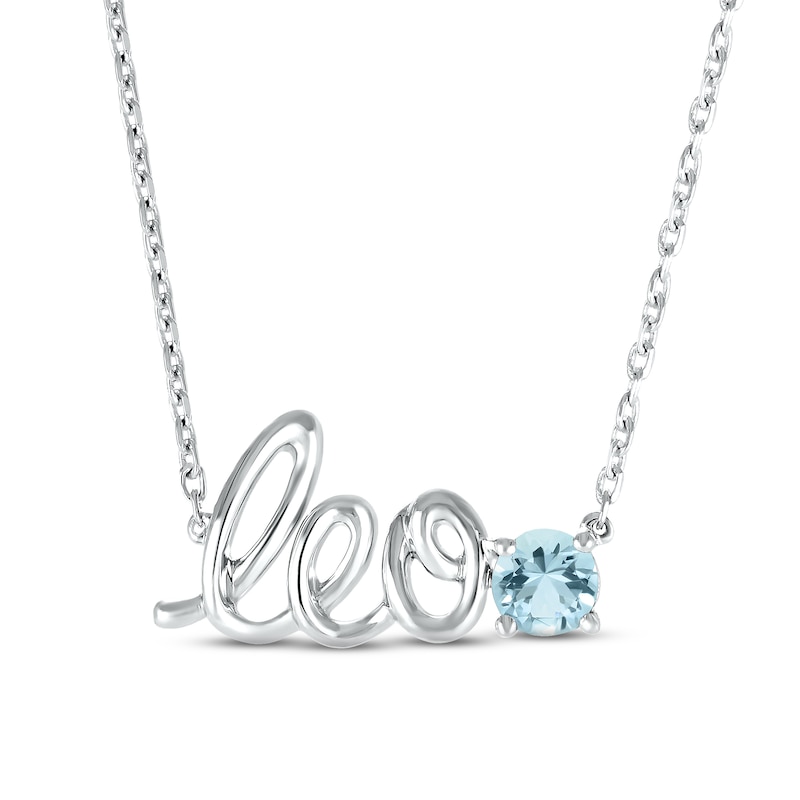 Main Image 1 of Aquamarine Zodiac Leo Necklace 10K White Gold 18&quot;