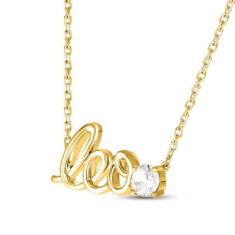 White Lab-Created Sapphire Zodiac Leo Necklace 10K Yellow Gold 18"