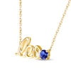 Thumbnail Image 1 of Blue Lab-Created Sapphire Zodiac Leo Necklace 10K Yellow Gold 18"