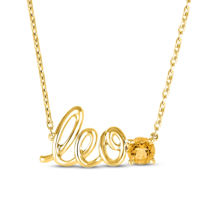 Citrine Zodiac Leo Necklace 10K Yellow Gold 18"