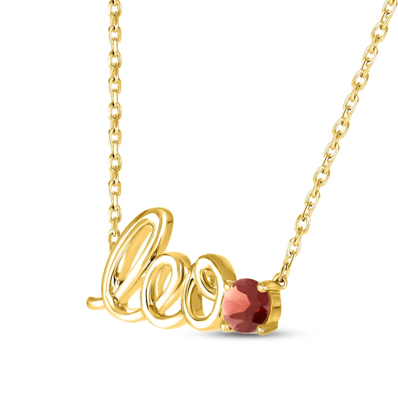 Garnet Zodiac Leo Necklace 10K Yellow Gold 18"