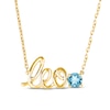 Thumbnail Image 1 of Swiss Blue Topaz Zodiac Leo Necklace 10K Yellow Gold 18"