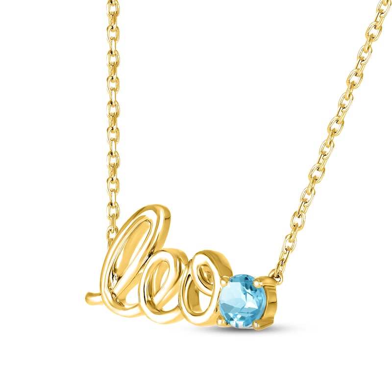 Main Image 2 of Swiss Blue Topaz Zodiac Leo Necklace 10K Yellow Gold 18"