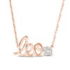 Thumbnail Image 0 of White Lab-Created Sapphire Zodiac Leo Necklace 10K Rose Gold 18"