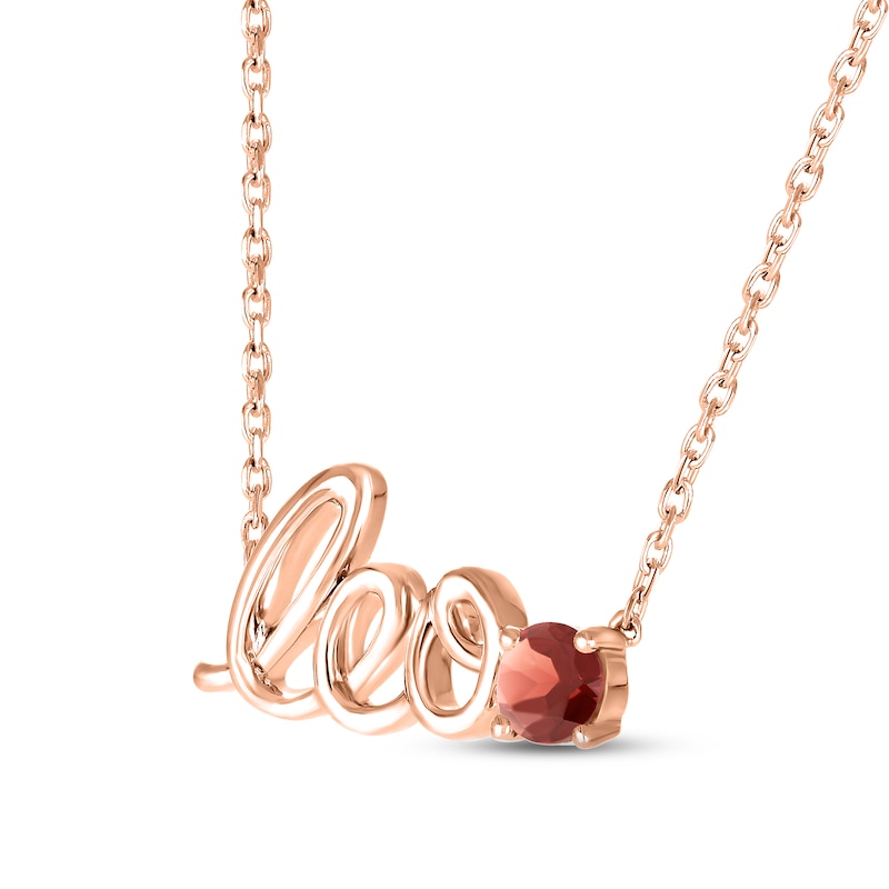 Main Image 2 of Garnet Zodiac Leo Necklace 10K Rose Gold 18&quot;