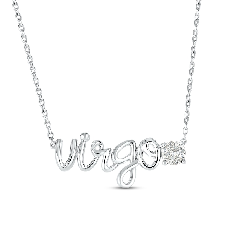 White Lab-Created Sapphire Zodiac Virgo Necklace Sterling Silver 18"