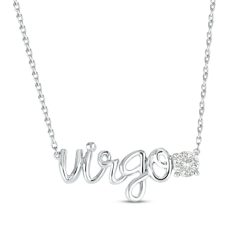 Main Image 1 of White Lab-Created Sapphire Zodiac Virgo Necklace Sterling Silver 18"