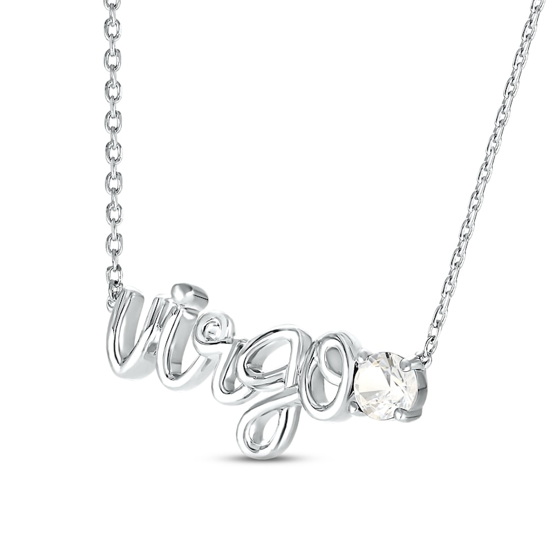 Main Image 2 of White Lab-Created Sapphire Zodiac Virgo Necklace Sterling Silver 18"