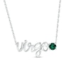 Lab-Created Emerald Zodiac Virgo Necklace Sterling Silver 18"