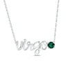 Thumbnail Image 1 of Lab-Created Emerald Zodiac Virgo Necklace Sterling Silver 18&quot;