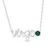 Thumbnail Image 0 of Lab-Created Emerald Zodiac Virgo Necklace Sterling Silver 18"