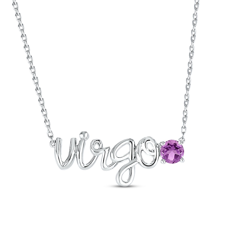 Amethyst Zodiac Virgo Necklace Sterling Silver 18"