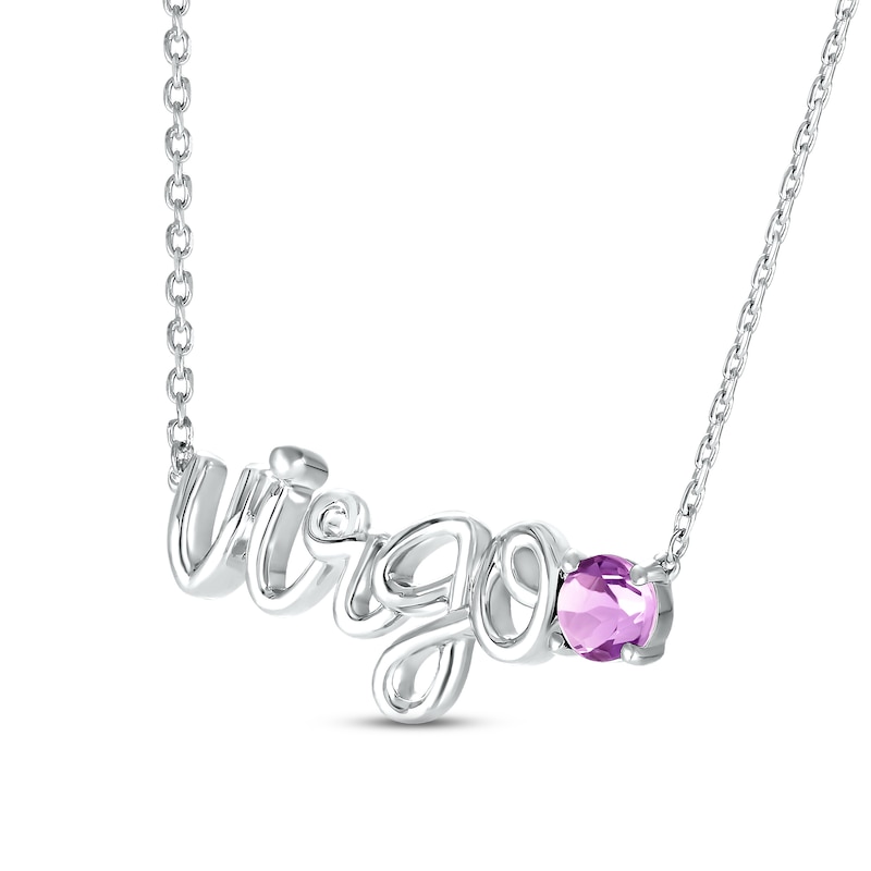 Amethyst Zodiac Virgo Necklace Sterling Silver 18"