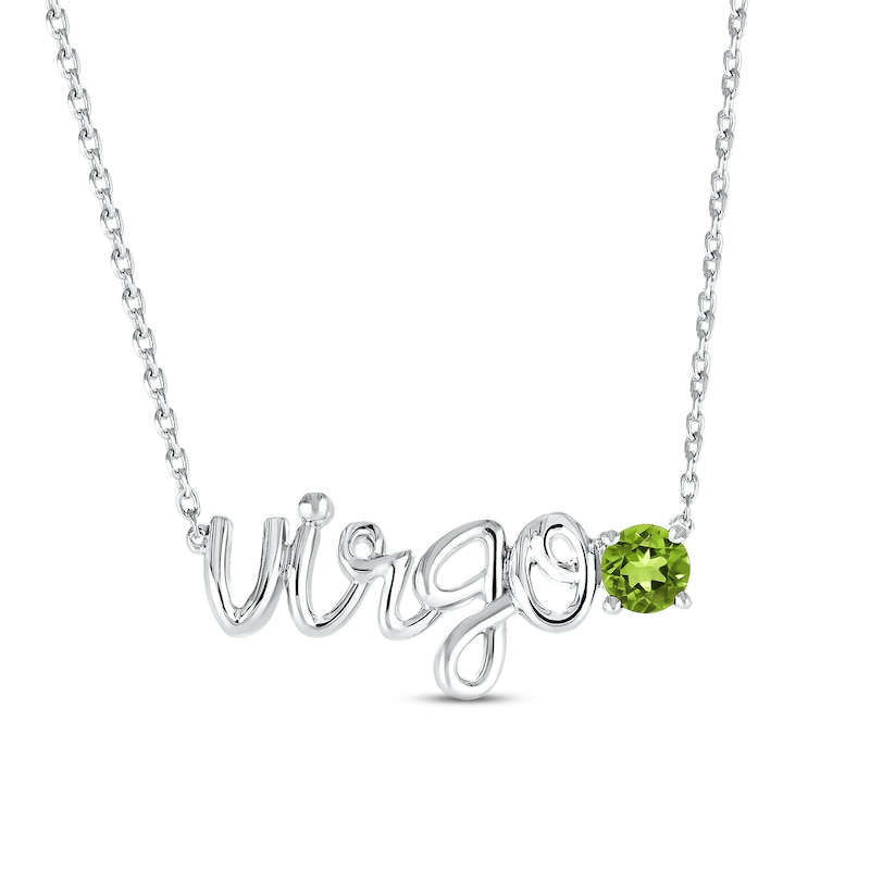 Main Image 1 of Peridot Zodiac Virgo Necklace Sterling Silver 18&quot;