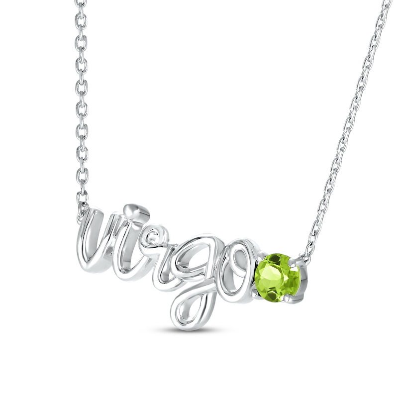 Peridot Zodiac Virgo Necklace Sterling Silver 18"