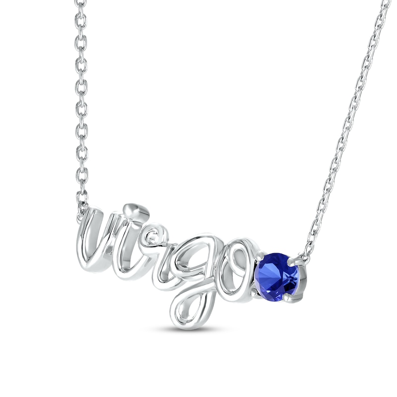 Main Image 2 of Blue Lab-Created Sapphire Zodiac Virgo Necklace 10K White Gold 18&quot;